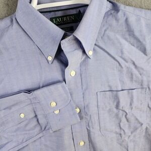 Lauren Ralph Lauren Mens Classic Fit Non Iron Dress Shirt Blue  Size 15.5 34/35